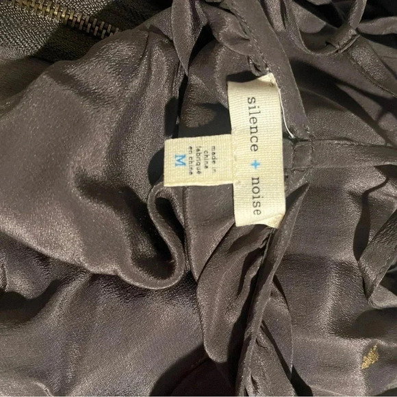 Elegant Anthropologie Silk brown and gold zipper up top medium loose fit tank - Picture 6 of 7